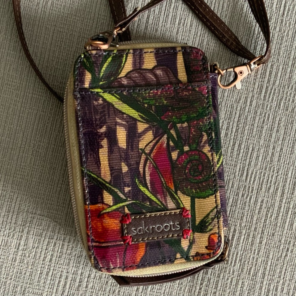Sakroots wallet with strap and phone slot